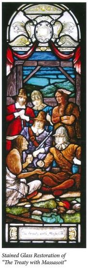 Stained Glass Restoration The Treaty of Massasoit