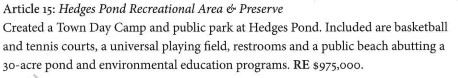 Article 15 Hedges Pond Recreational Area and Preserve