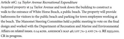 Article 16C Taylor Avenue Recreational Expenditure