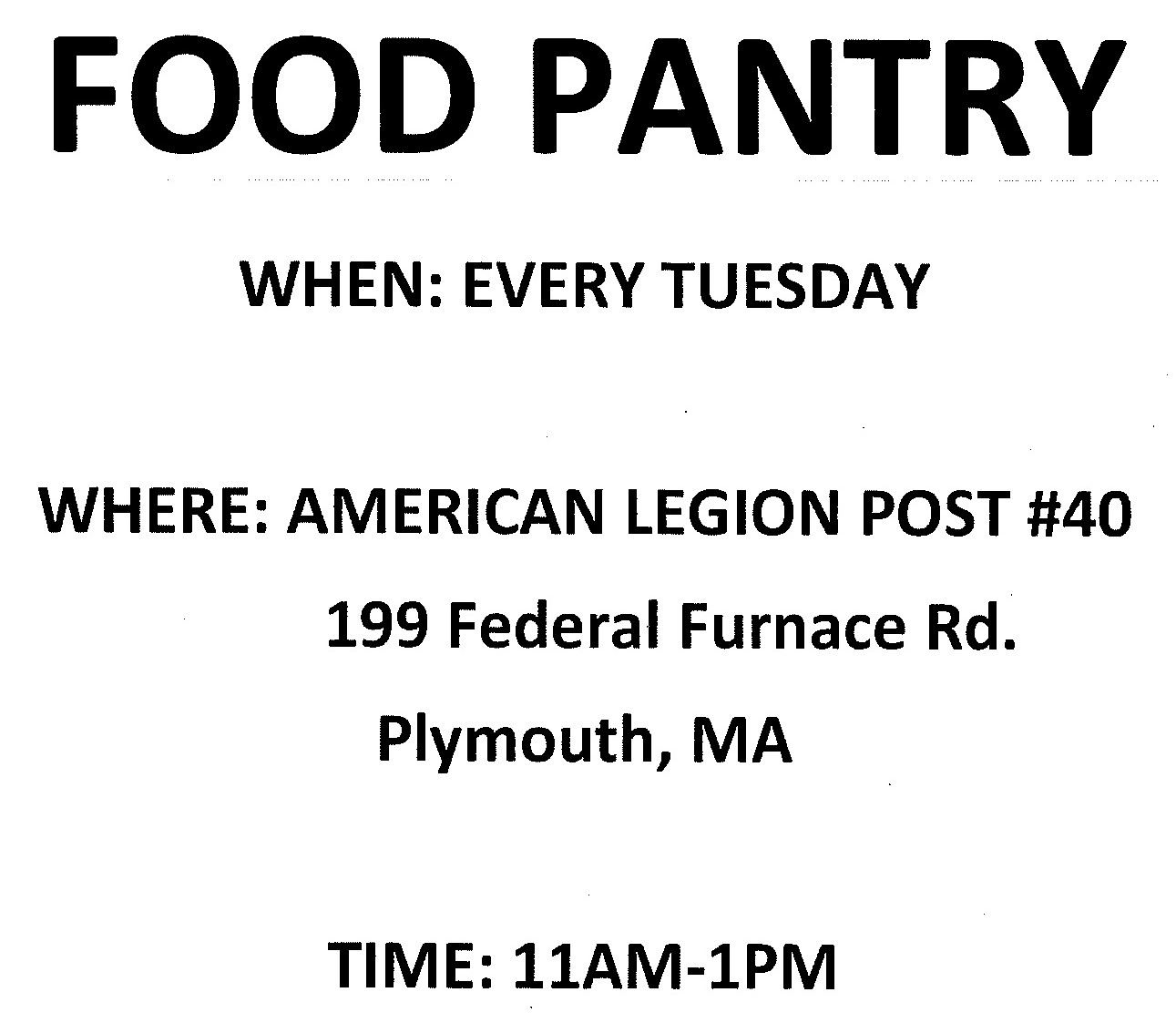 American Legion Food Pantry Flyer