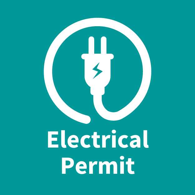 electrical cord with prongs, with text that reads, electrical permit