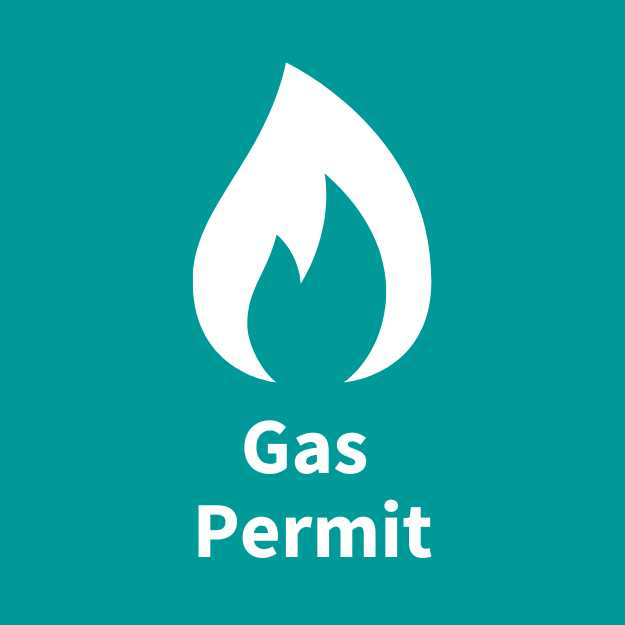 flame, with text that reads, gas permit