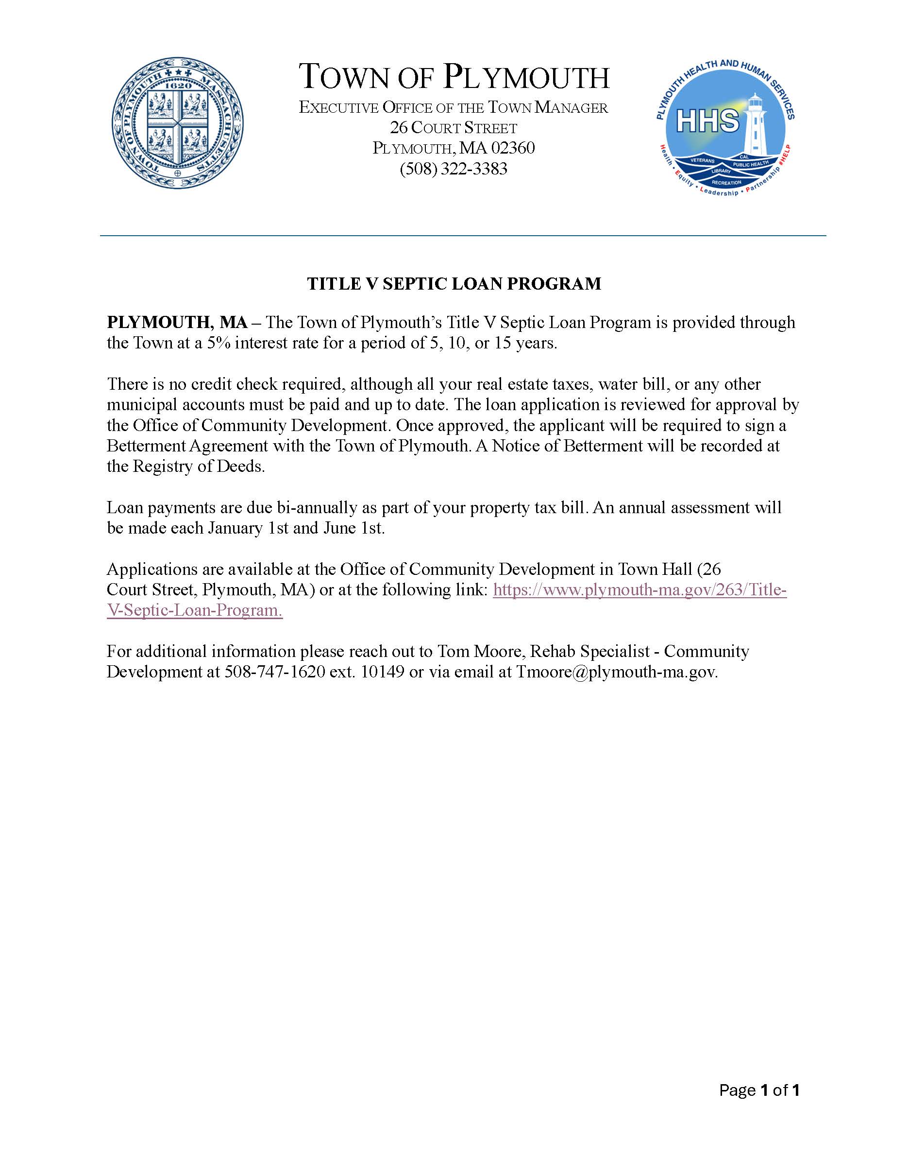 Title V Septic Loan Program 