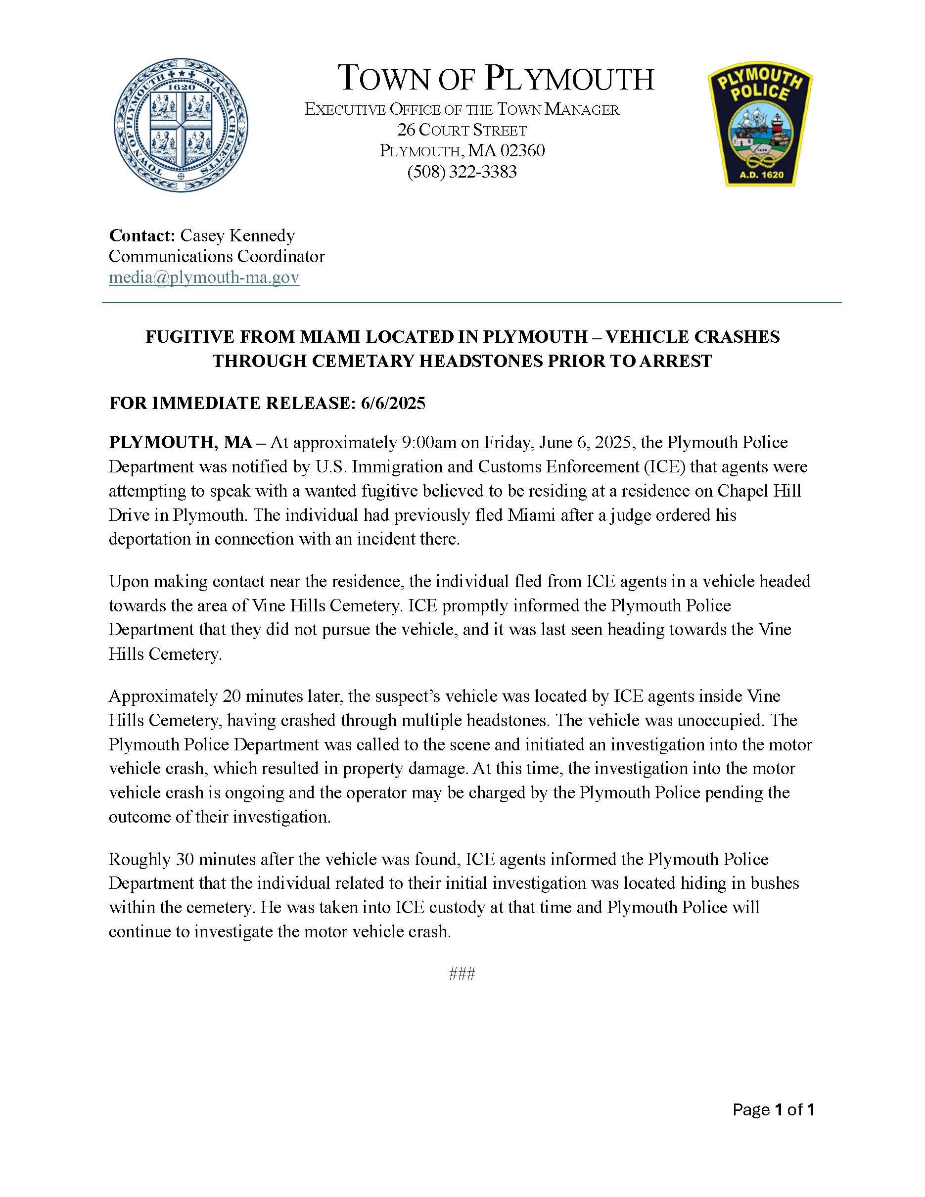 ICE Detain Wanted Fugitive in Plymouth 