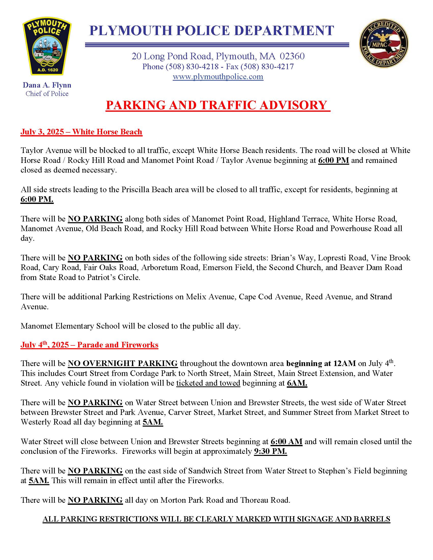 2025 Parking and Traffic Advisory_Page_1
