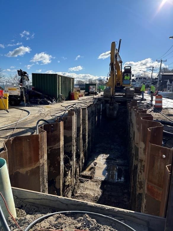 trench excavation for the sewer interceptor along Water Street