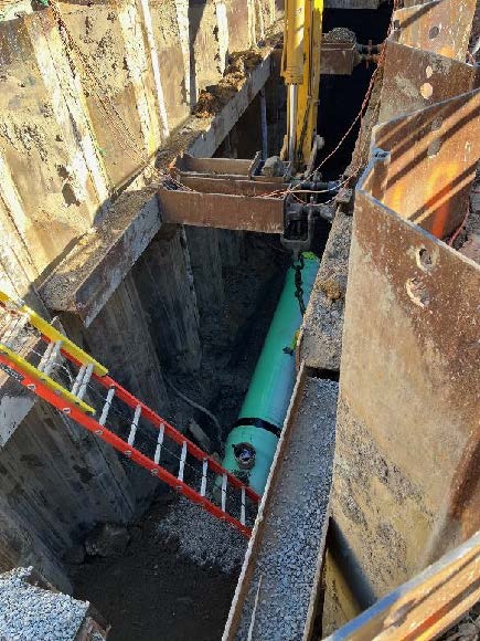 installation of 30-inch PVC gravity sewer interceptor on Water Street