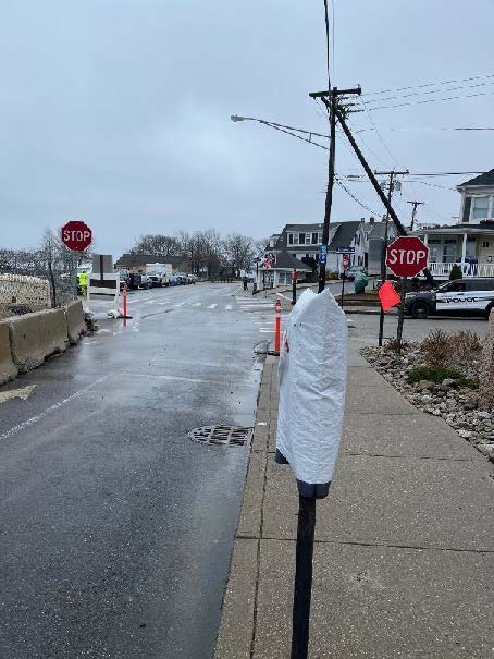 stop sign installed on Water Street at the intersection with Brewster