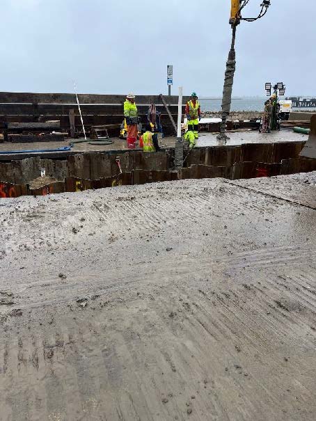 installation of dewatering relief wells on Water Street
