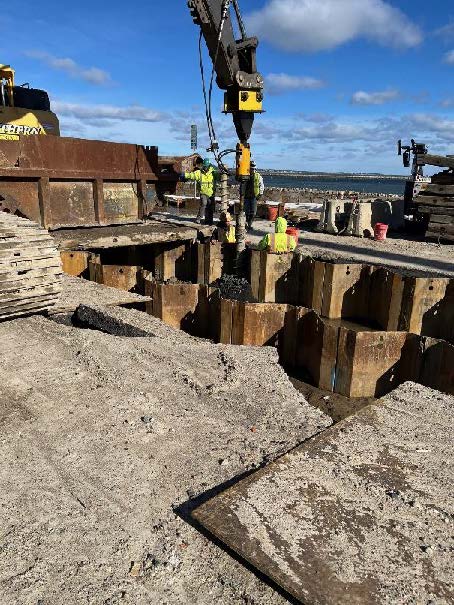 installation of dewatering relief wells on Water Street near Brewster Street