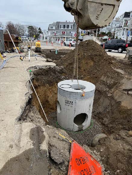 installation of drainage piping and structures on Water Street