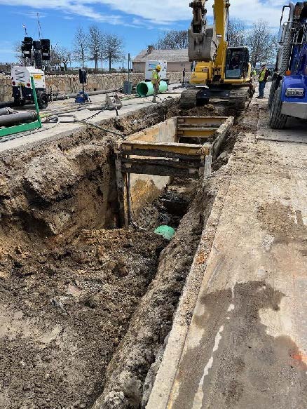 installation of 30-inch PVC gravity sewer interceptor on Water Street